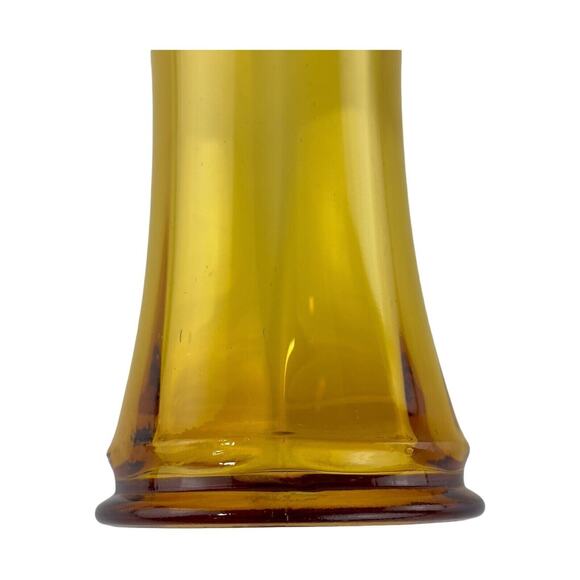 Vintage Amber Glass Swung Vase 9" Mid Century Modern Art Glass Home Decor - Picture 9 of 16
